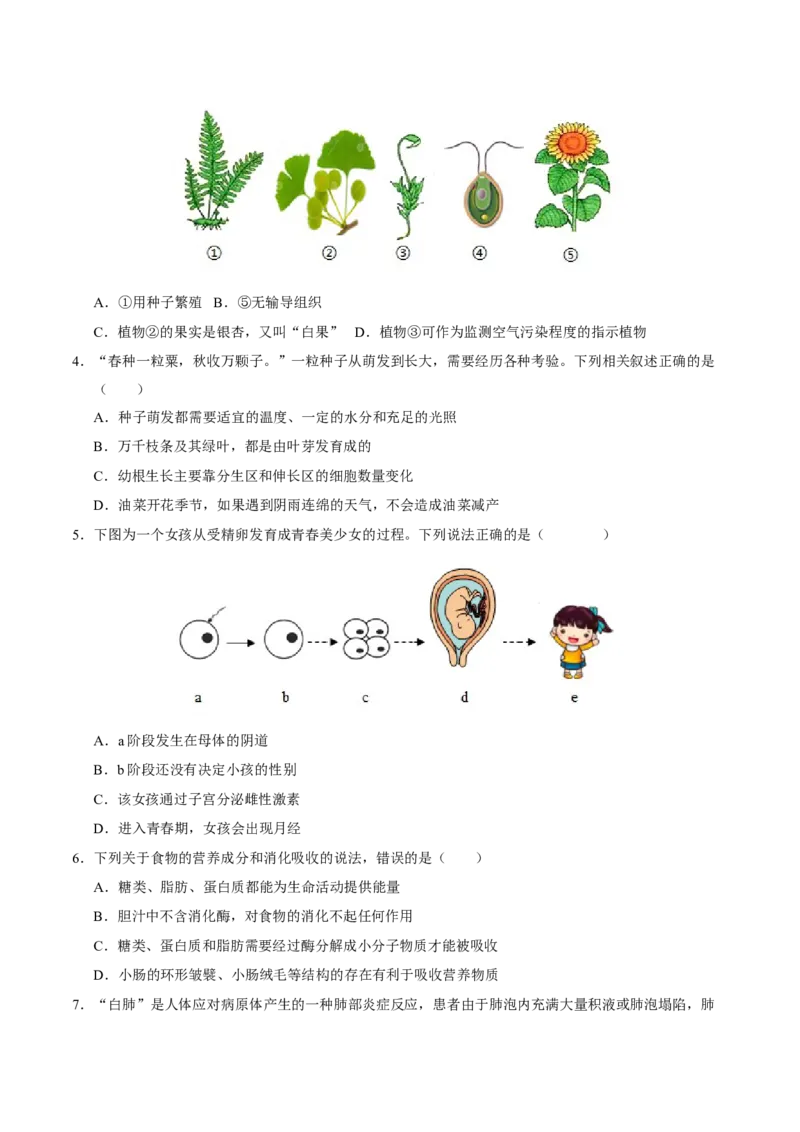 生物（辽宁卷）（考试版A4）_初中全科电子版试卷练习试题_生物_2024中考模拟题生物(1)_二模_生物（辽宁卷）-：2024年中考第二次模拟考试