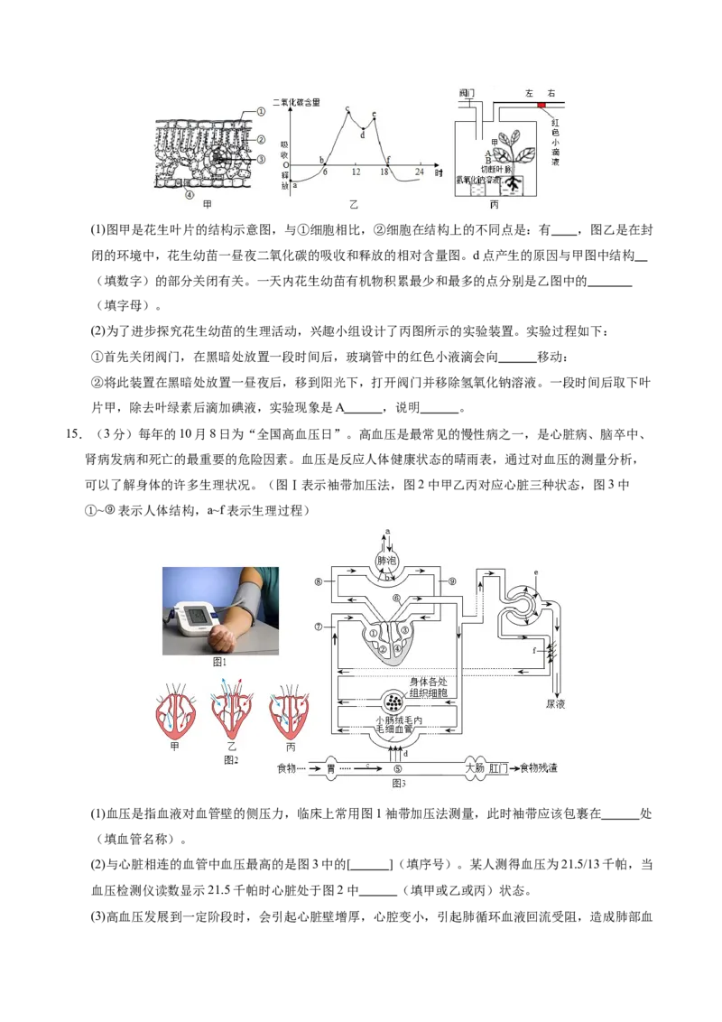生物（辽宁卷）（考试版A4）_初中全科电子版试卷练习试题_生物_2024中考模拟题生物(1)_二模_生物（辽宁卷）-：2024年中考第二次模拟考试