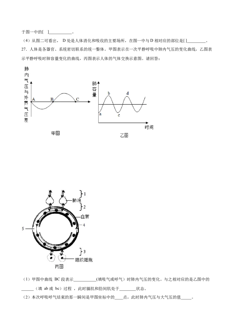 期末押题02-（人教版）（原卷版）_初中全科电子版试卷练习试题_生物_生物人教版7下练习_人教生物7年级下期末试卷11份