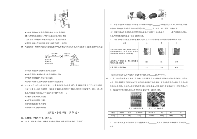 生物（呼和浩特卷）（考试版A3）_初中全科电子版试卷练习试题_生物_2024中考模拟题生物(1)_一模_生物（呼和浩特卷）-2024年中考第一次模拟考试