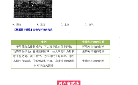 必考点03生物与环境的关系-（人教版）（原卷版）_初中全科电子版试卷练习试题_生物_生物人教版7上练习&mdash;24新版已更新_人教生物7年级上专项练习28份