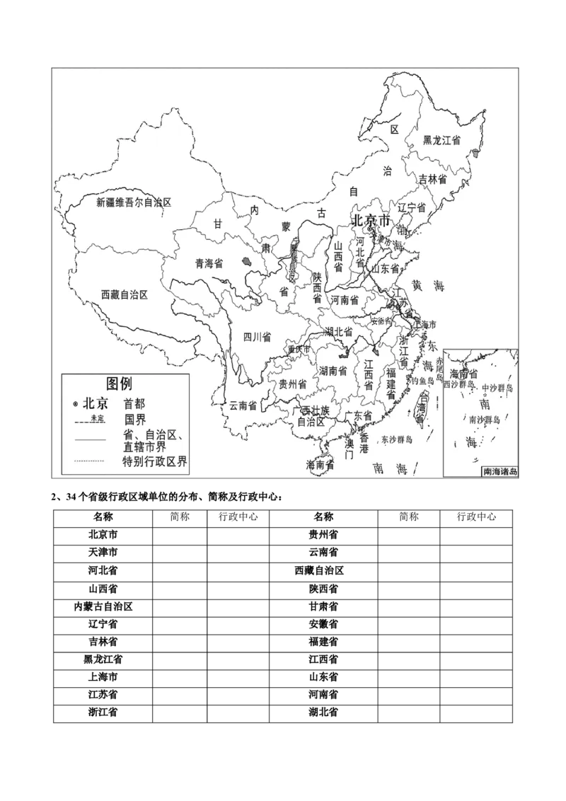 第一章从世界看中国（考点梳理卷）难度分层2022-2023学年八年级地理上册（人教版）（原卷版）_初中全科电子版试卷练习试题_地理_人教地理8上试题试卷_第1套单元测试
