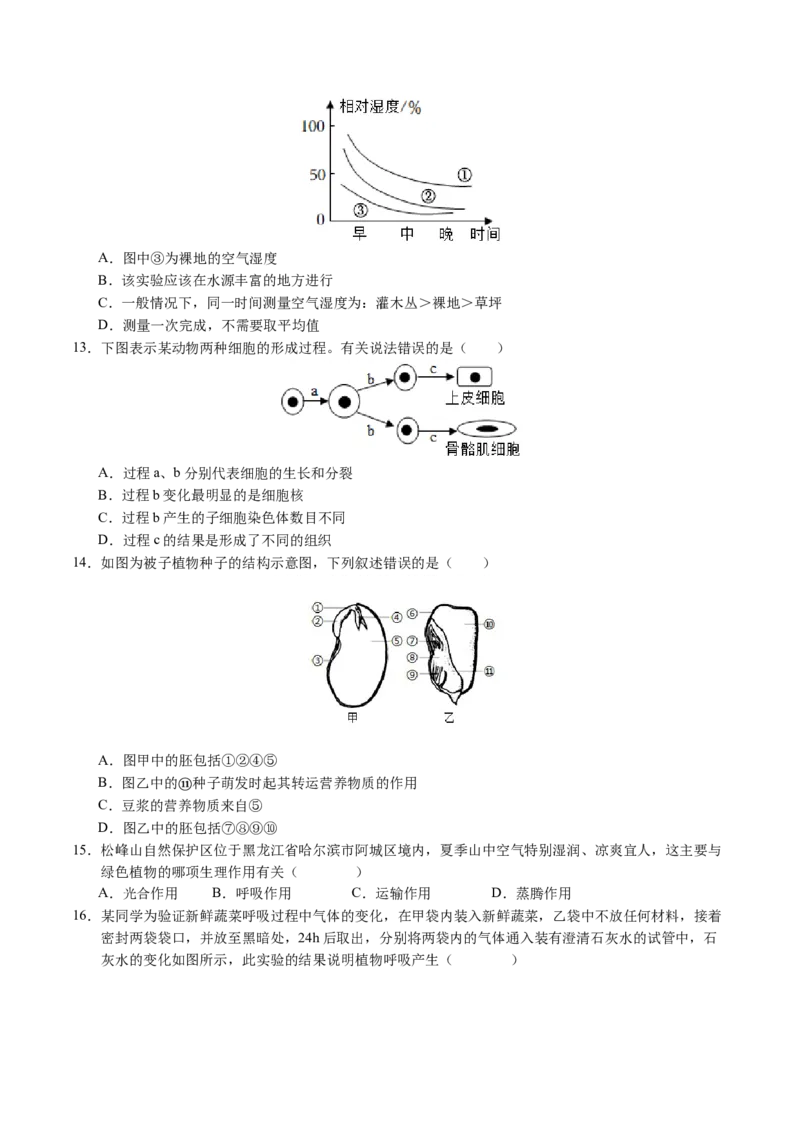 生物（南京卷）（考试版A4）_初中全科电子版试卷练习试题_生物_2024中考模拟题生物(1)_二模_生物（南京卷）-：2024年中考第二次模拟考试