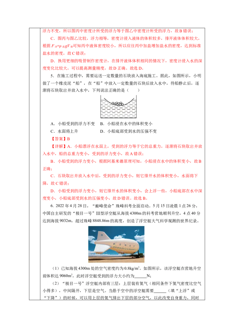 10.3物体的浮沉条件及应用（教学设计）-人教版2024）_初物_八年级上下册+九年级全一册物理_八年级物理下册_教学设计（更新中）