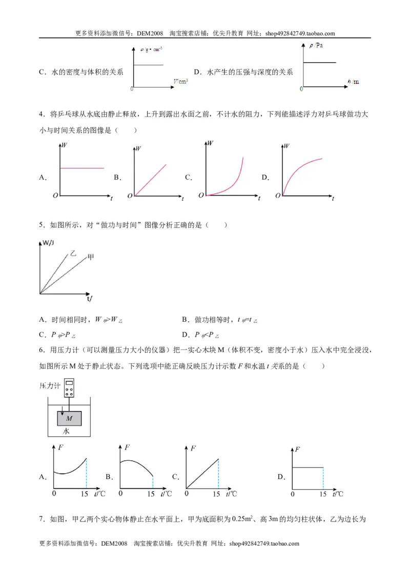 力学图像题（含答案详解）_初中全科电子版试卷练习试题_物理_8年级下册物理试题_人教版物理八年级下专项练习（029份）