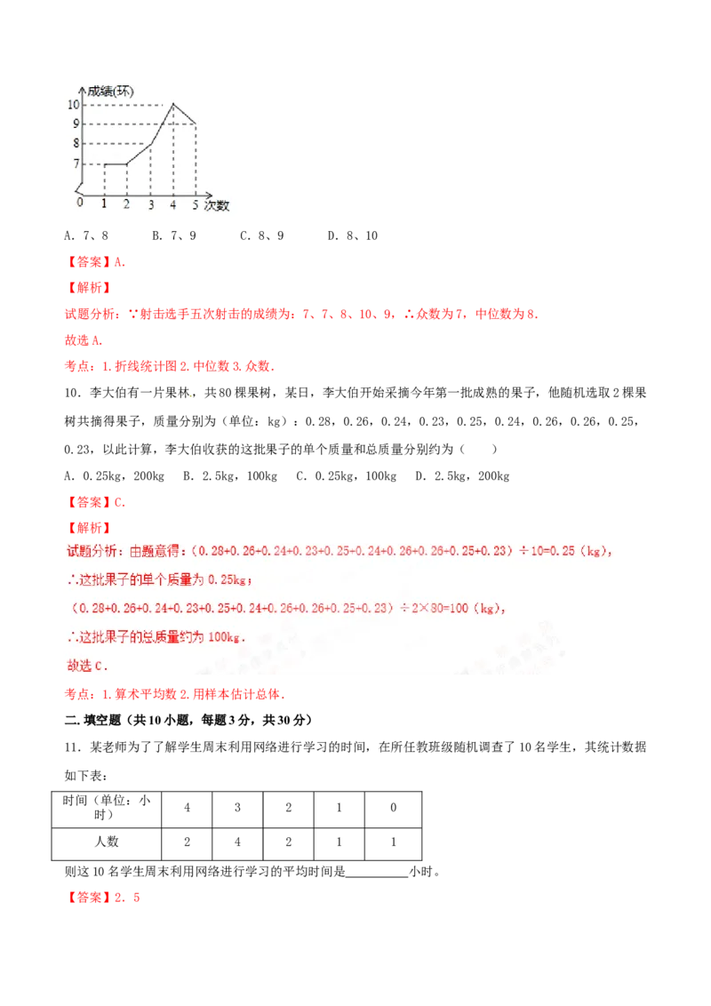 第20章数据的分析（B卷）_初中全科电子版试卷练习试题_数学_8下初中人教版数学练习、试卷_人教数学八年级下单元试卷（039份）_单元检测卷（第2套AB卷含答案）（共20份）