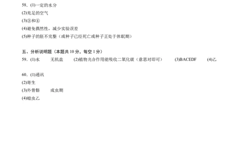 生物（无锡卷）（参考答案及评分标准）_初中全科电子版试卷练习试题_生物_2024中考模拟题生物(1)_一模_生物（无锡卷）-2024年中考第一次模拟考试