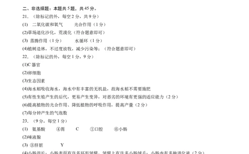 生物（四川成都卷）（参考答案及评分标准）_初中全科电子版试卷练习试题_生物_2024中考模拟题生物(1)_一模_生物（四川成都卷）-2024年中考第一次模拟考试