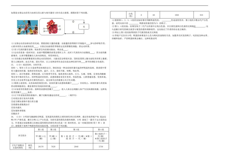 生物（云南卷）（考试版A3）_初中全科电子版试卷练习试题_生物_2024中考模拟题生物(1)_三模（37套）_生物（云南卷）