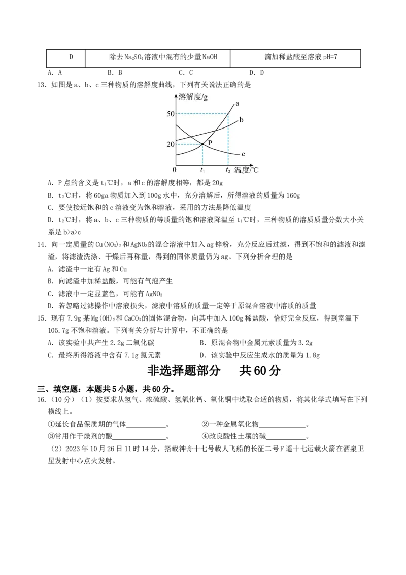 化学（济南卷）（考试版A4）_初中全科电子版试卷练习试题_化学_2024中考模拟题化学(1)_三模（36套）_化学（济南卷）