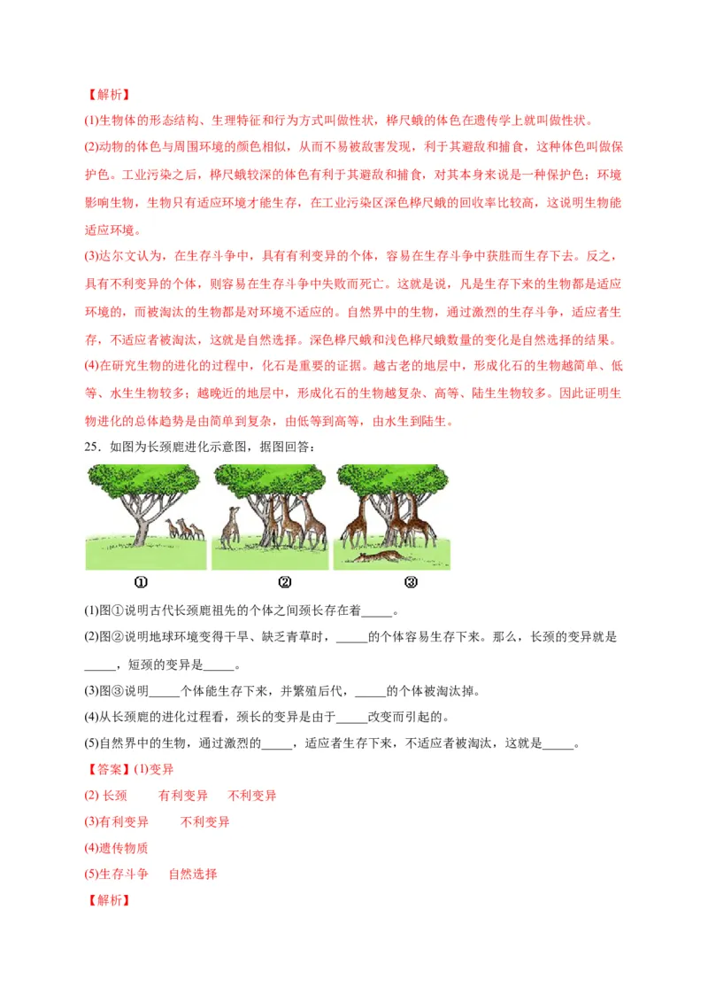 第三单元生命起源和生物进化（选拔卷）-单元测试（人教版）（解析版）_初中全科电子版试卷练习试题_生物_生物8下练习_人教生物8年级下单元试卷38份