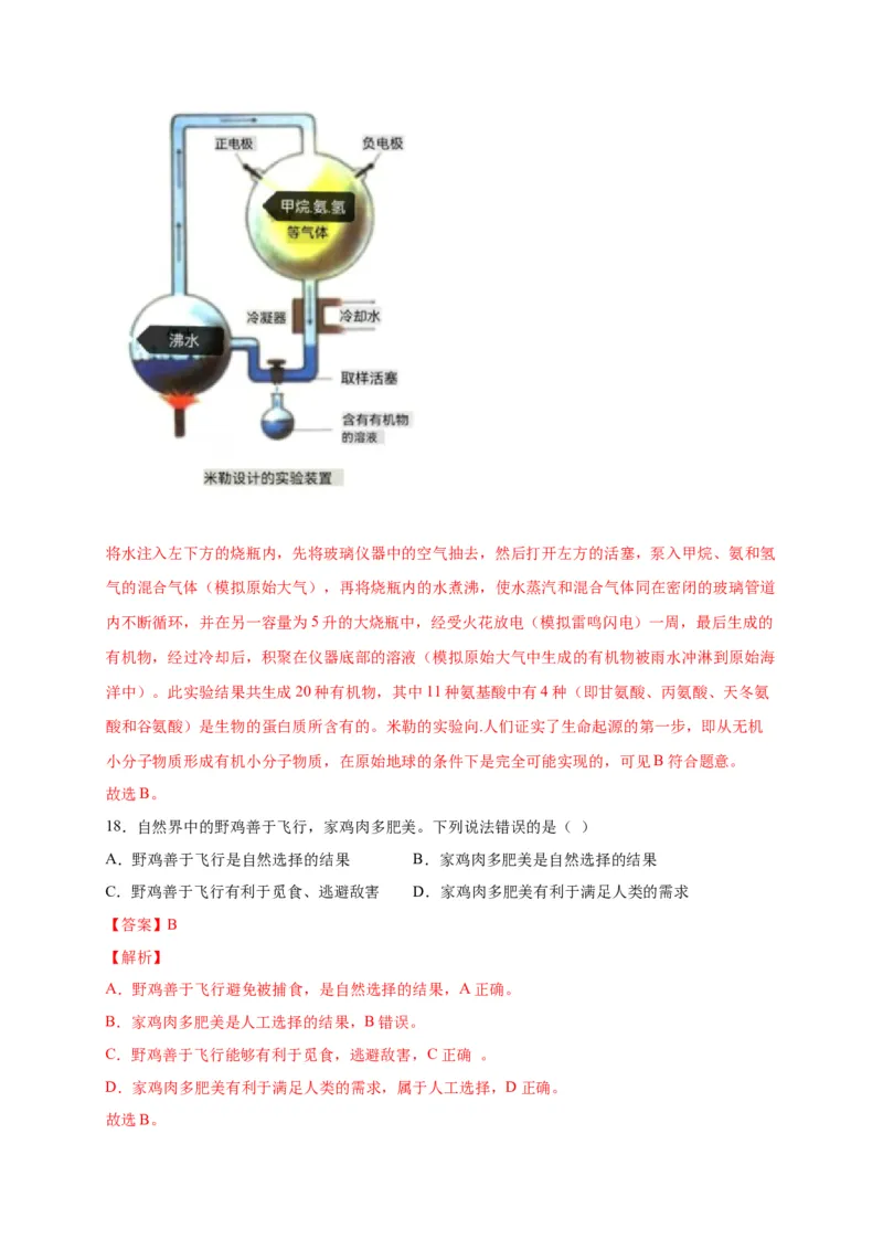 第三单元生命起源和生物进化（选拔卷）-单元测试（人教版）（解析版）_初中全科电子版试卷练习试题_生物_生物8下练习_人教生物8年级下单元试卷38份