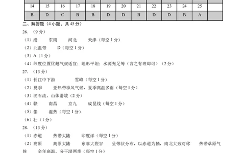 地理（北京卷）（参考答案及评分标准）_初中全科电子版试卷练习试题_地理_2024中考模拟题地理(1)_二模_地理（北京卷）-：2024年中考第二次模拟考试