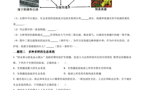 必考点05生物圈是最大的生态系统-（人教版）（原卷版）_初中全科电子版试卷练习试题_生物_生物人教版7上练习&mdash;24新版已更新_人教生物7年级上专项练习28份