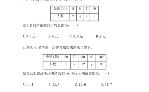八年级数学下册知识点汇聚测试卷：平均数深入测试（含详解）_初中全科电子版试卷练习试题_数学_8下初中人教版数学练习、试卷_人教数学八年级下专项练习（047份）