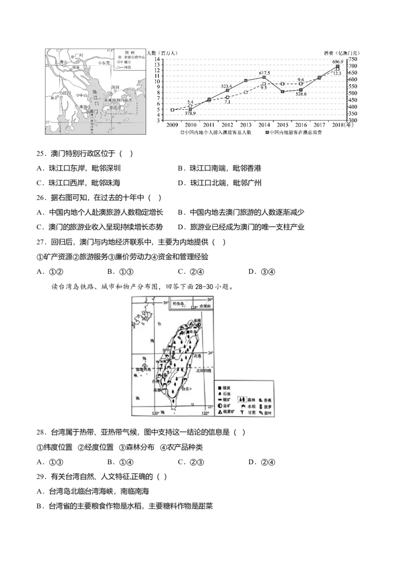 期中测试05-（人教版）（原卷版）_初中全科电子版试卷练习试题_地理_人教地理8下试题试卷_人教地理8年级下期中试卷05份