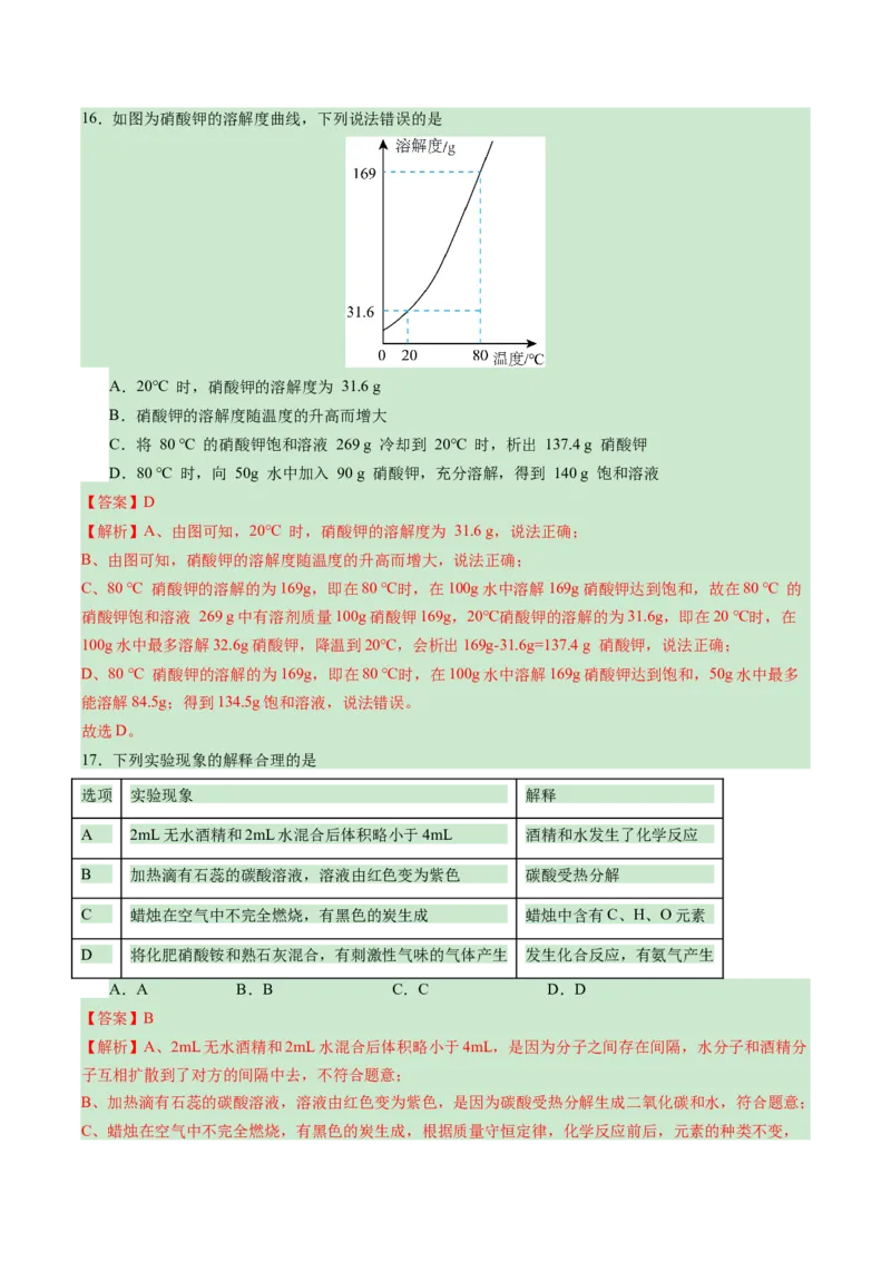 化学（扬州卷）（全解全析）_初中全科电子版试卷练习试题_化学_2024中考模拟题化学(1)_一模_化学（扬州卷）-2024年中考第一次模拟考试