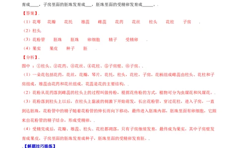 必考点18开花和结果-（人教版）（解析版）_初中全科电子版试卷练习试题_生物_生物人教版7上练习&mdash;24新版已更新_人教生物7年级上专项练习28份