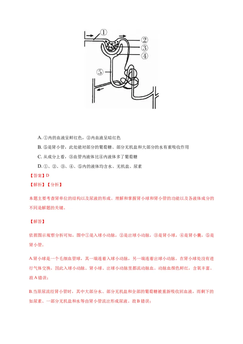 特训03选择题（20题）-（尖子生专用）（解析版）_初中全科电子版试卷练习试题_生物_生物人教版7下练习_人教生物7年级下专项练习16份