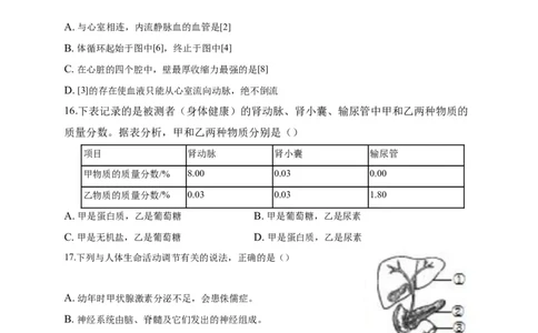 特训01选择题（20题）-（尖子生专用）（原卷版）_初中全科电子版试卷练习试题_生物_生物人教版7下练习_人教生物7年级下专项练习16份