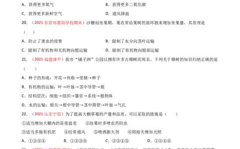 第03单元第03章～06章单元测试（B卷&middot;提升能力）（原卷版）_初中全科电子版试卷练习试题_生物_生物人教版7上练习&mdash;24新版已更新_人教生物7年级上单元试卷36份