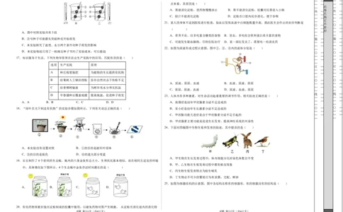 生物（无锡卷）（考试版A3）_初中全科电子版试卷练习试题_生物_2024中考模拟题生物(1)_二模_生物（无锡卷）-：2024年中考第二次模拟考试