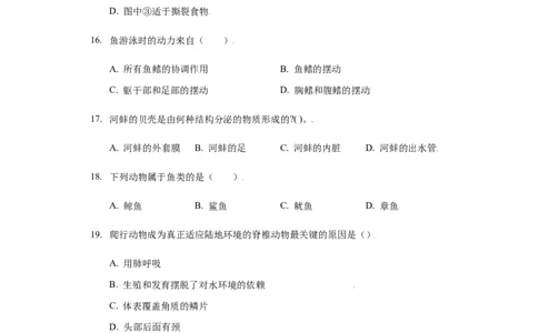 第一章动物的主要类群过关测试-（人教版）（原版版）_初中全科电子版试卷练习试题_生物_生物8上练习_人教生物8年级上单元试卷48份