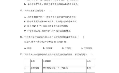 第一章动物的主要类群过关测试-（人教版）（原版版）_初中全科电子版试卷练习试题_生物_生物8上练习_人教生物8年级上单元试卷48份