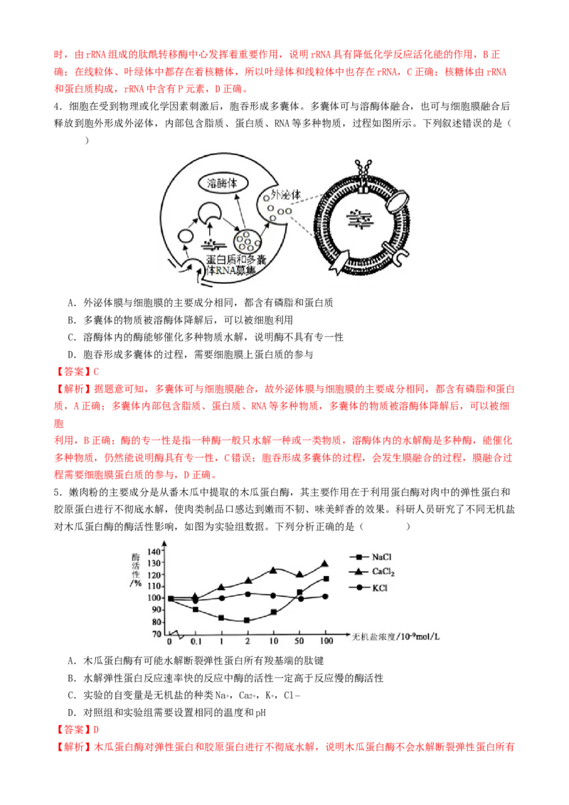 专题二细胞的能量供应和利用（解析版）_2025年新高考资料_二轮复习_上好课2025年高考生物二轮复习讲练测（新高考通用）3380526