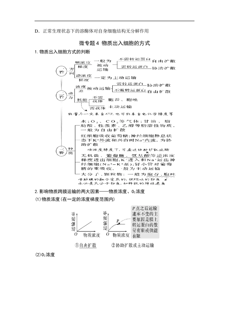 专题一细胞的分子组成、结构和物质运输（原卷版）_新高考复习资料_2023年新高考复习资料_二轮复习_过二轮备战2023年高考生物二轮专题剖析与综合训练（新教材）