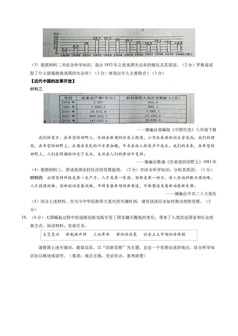 历史（重庆卷）（考试版A4）_初中全科电子版试卷练习试题_历史_2024中考模拟题历史(1)_二模_历史（重庆卷）-：2024年中考第二次模拟考试