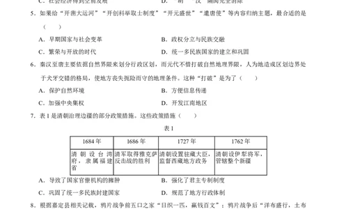 历史（山东济南卷）（考试版A4）_初中全科电子版试卷练习试题_历史_2024中考模拟题历史(1)_二模_历史（山东济南卷）-：2024年中考第二次模拟考试