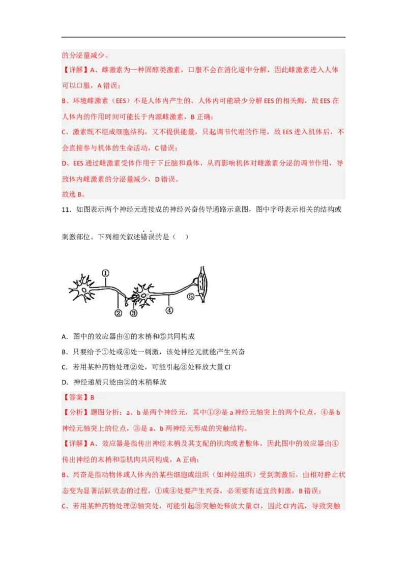 专题六个体生命活动的调节（解析版）_新高考复习资料_2023年新高考复习资料_二轮复习_过二轮备战2023年高考生物二轮专题剖析与综合训练（新教材）