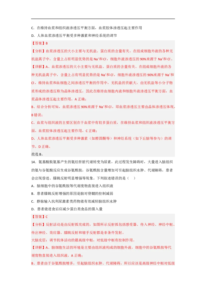 专题六个体生命活动的调节（解析版）_新高考复习资料_2023年新高考复习资料_二轮复习_过二轮备战2023年高考生物二轮专题剖析与综合训练（新教材）