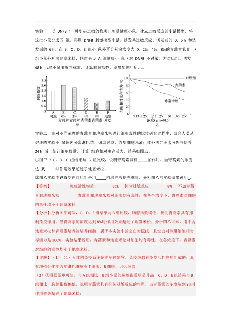 专题六个体生命活动的调节（解析版）_新高考复习资料_2023年新高考复习资料_二轮复习_过二轮备战2023年高考生物二轮专题剖析与综合训练（新教材）