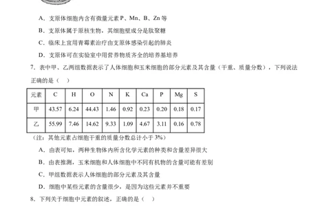 单元检测卷01细胞的概述及其分子组成（原卷版）_新高考复习资料_2025年新高考资料_2025年高考生物一轮复习考点通关卷（新高考通用）