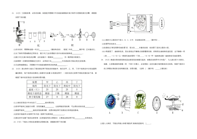 生物（吉林长春卷）（考试版A3）_初中全科电子版试卷练习试题_生物_2024中考模拟题生物(1)_一模_生物（吉林长春卷）-2024年中考第一次模拟考试