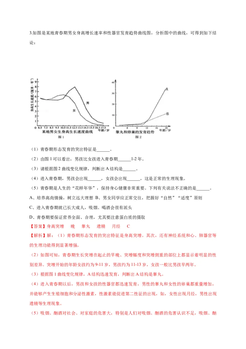 特训06填空题（20题）-（尖子生专用）（解析版）_初中全科电子版试卷练习试题_生物_生物人教版7下练习_人教生物7年级下专项练习16份