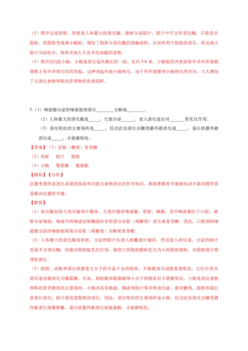 特训06填空题（20题）-（尖子生专用）（解析版）_初中全科电子版试卷练习试题_生物_生物人教版7下练习_人教生物7年级下专项练习16份