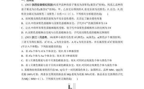 二轮专题强化练　训练4　遗传的基本规律和人类遗传病_通用版（老高考）复习资料_2023年复习资料_二轮复习_2023年高考生物二轮复习讲义+课件（全国版）_学生版_二轮专题强化练