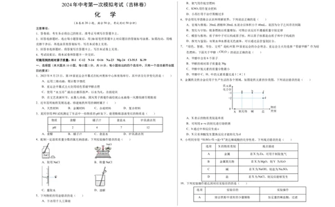 化学（吉林卷）（考试版A3）_初中全科电子版试卷练习试题_化学_2024中考模拟题化学(1)_一模_化学（吉林卷）-2024年中考第一次模拟考试