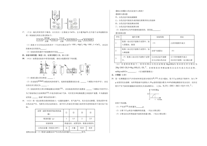 化学（吉林卷）（考试版A3）_初中全科电子版试卷练习试题_化学_2024中考模拟题化学(1)_一模_化学（吉林卷）-2024年中考第一次模拟考试