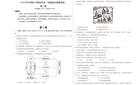 历史（统编版全国通用卷）（考试版A3）_初中全科电子版试卷练习试题_历史_2024中考模拟题历史(1)_三模（34套）_历史（统编版全国通用卷）