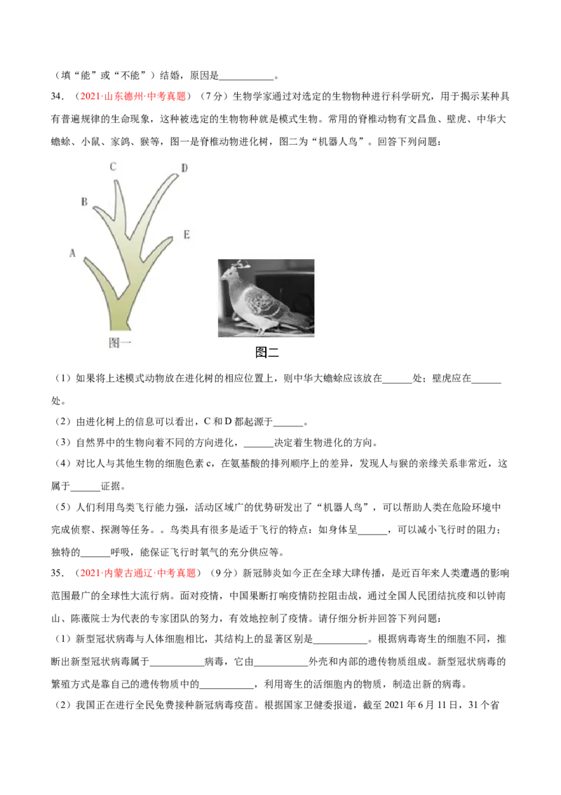 期末测试（A卷&middot;夯实基础）（原卷版）_初中全科电子版试卷练习试题_生物_生物8下练习_人教生物8年级下期末试卷12份