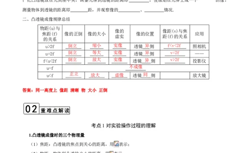 第5.3课时凸透镜成像的规律（解析版）_初中全科电子版试卷练习试题_物理_8年级上册物理试题_人教版物理八年级上课时练习（104份）_课时练习第2套25