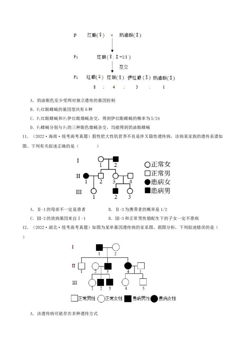 专题综合练04遗传规律及其应用(原卷版)_新高考复习资料_2024年新高考复习资料_一轮复习资料_完备战2024年高考生物一轮复习考点帮（新高考）_必修2