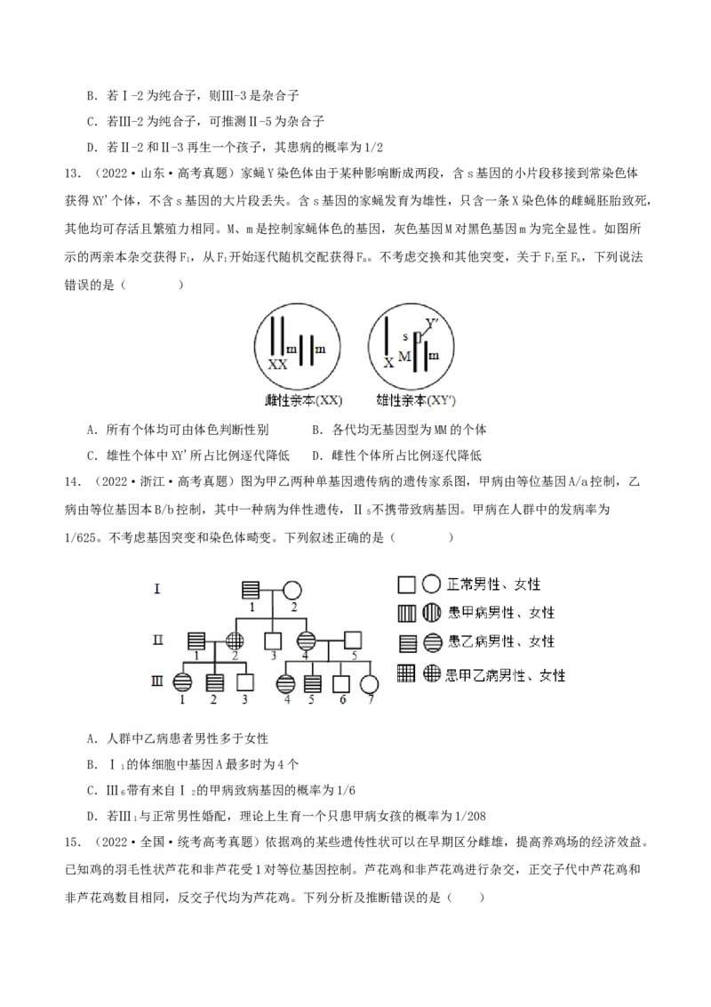专题综合练04遗传规律及其应用(原卷版)_新高考复习资料_2024年新高考复习资料_一轮复习资料_完备战2024年高考生物一轮复习考点帮（新高考）_必修2
