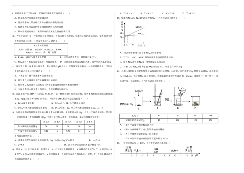 化学（广西卷）（考试版A3）_初中全科电子版试卷练习试题_化学_2024中考模拟题化学(1)_三模（36套）_化学（广西卷）