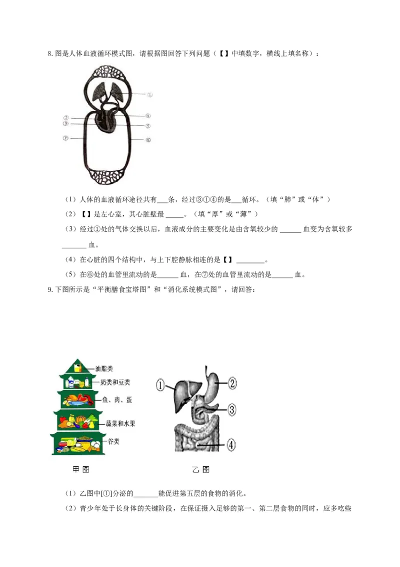 特训07图像分析题（20题）-（尖子生专用）（考试版）_初中全科电子版试卷练习试题_生物_生物人教版7下练习_人教生物7年级下专项练习16份