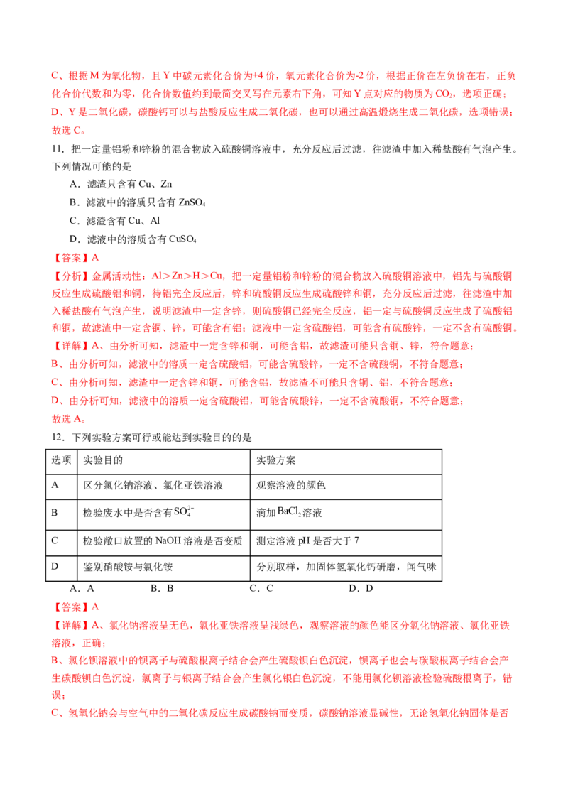化学（湖南卷）（全解全析）_初中全科电子版试卷练习试题_化学_2024中考模拟题化学(1)_三模（36套）_化学（湖南卷）